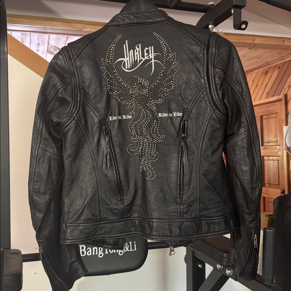 Thick leather Harley Davidson riding jacket